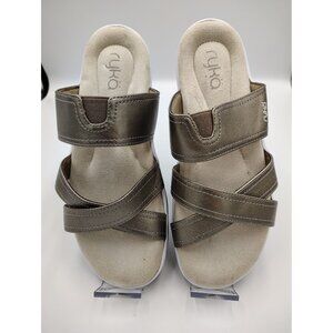 Ryka Women's Slip-On Sandals Size 8.5 Bronze Strappy Comfort Sole